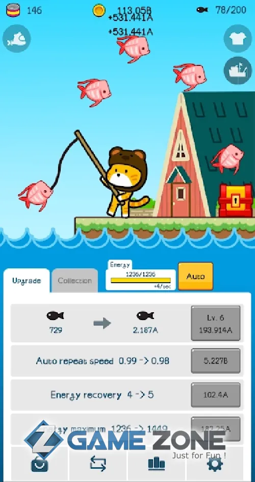 صورة من لعبة Cat Fishing Tycoon idle [Free Shopping]