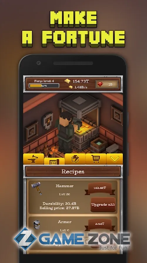 صورة من لعبة ForgeCraft - Idle Tycoon [Много рубинов]