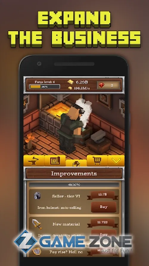 صورة من لعبة ForgeCraft - Idle Tycoon [Много рубинов]