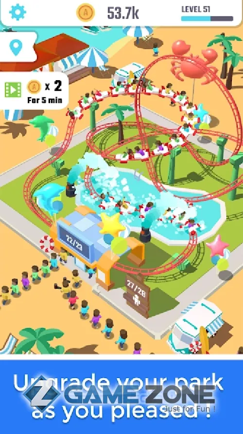 صورة من لعبة Idle Roller Coaster