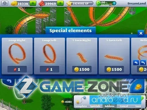 صورة من لعبة RollerCoaster Tycoon 4 Mobile [Много денег]