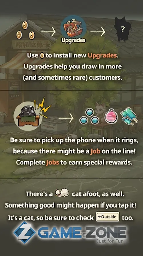 صورة من لعبة Showa Candy Shop 3: Grandmas Purring Postmaster