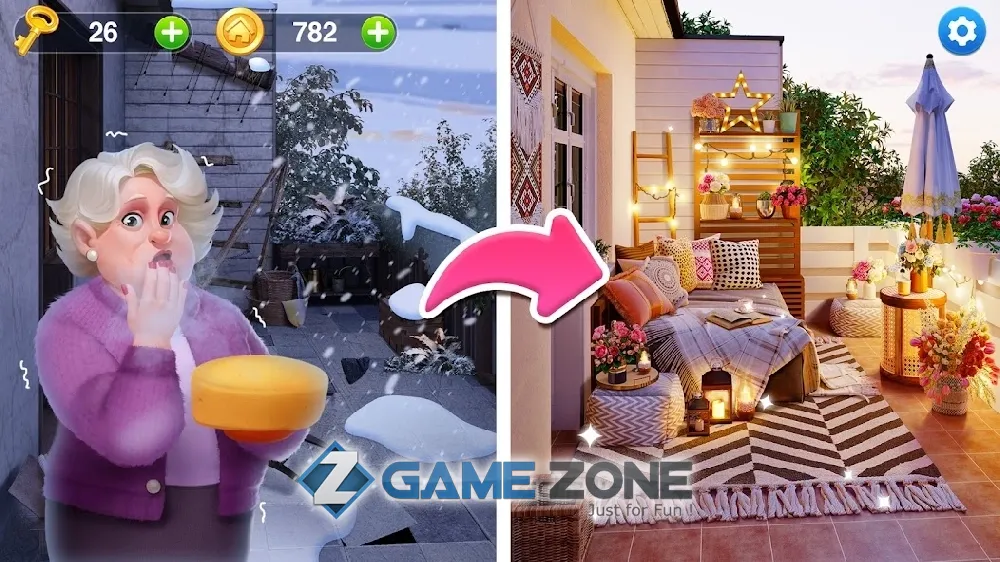 صورة من لعبة Solitaire Makeover Home Design Game [Mod Money]