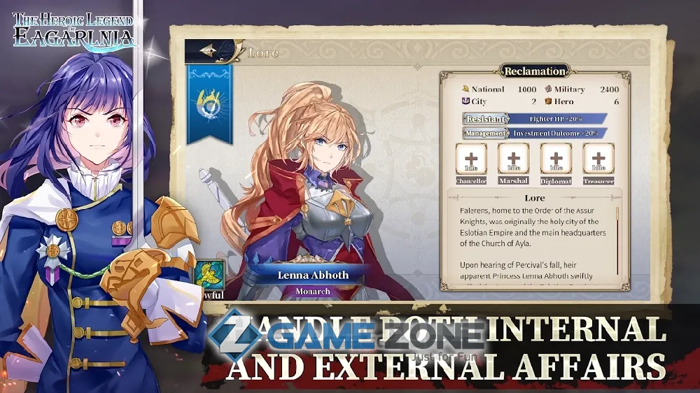 صورة من لعبة The Heroic Legend of Eagarlnia