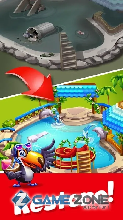 صورة من لعبة Tropic Trouble Match 3 Builder