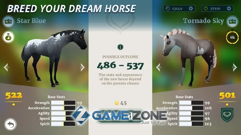 صورة من لعبة Wildshade fantasy horse races