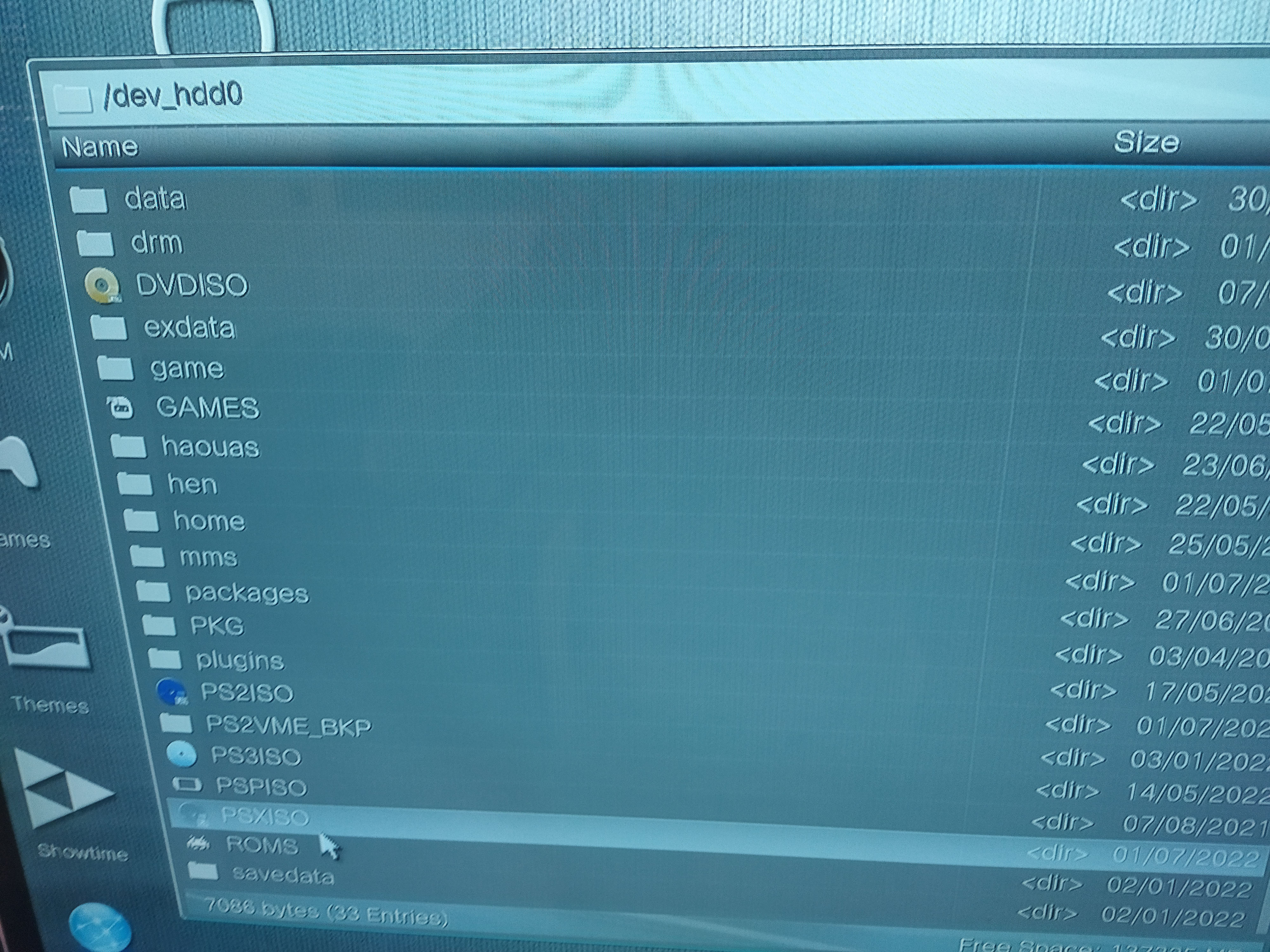 * ملاحظة: - مجلّد ألعاب PS1 الذّي على صيغة ISO  ِإسمه PSXISO لإِظهار هذا المجلّد إِضغط على زرّ L2، هذا المجلّد يوجد بالهارديسك الدّاخليّ، يجب أن تكون اللِّعبة على صيغة ISO و BIN إِستعملوا برنامج UltraISO.