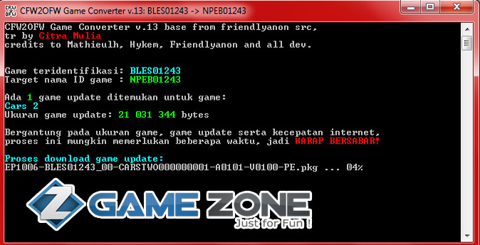 كما تقبل اللّعبة التّحويل على صيغة PKG.